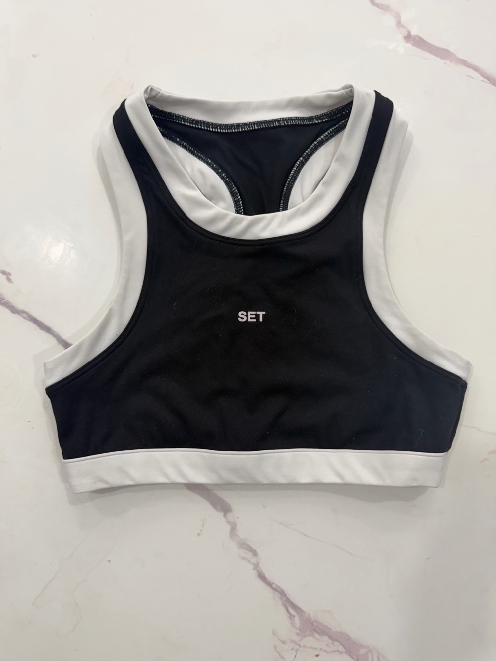 SET Active Black and White Racerback Sports Bra